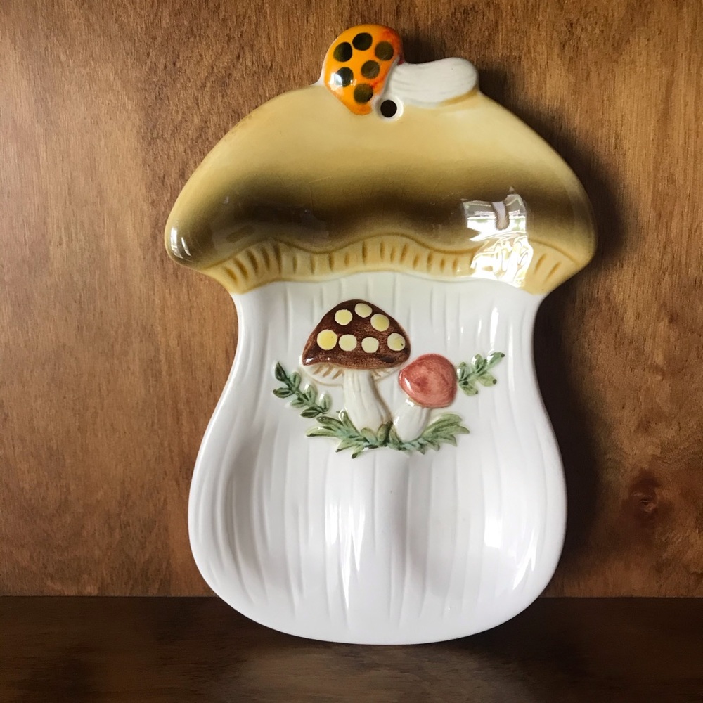 1978 Vintage Ceramic Mushroom Spoon Rest 🍄❤️